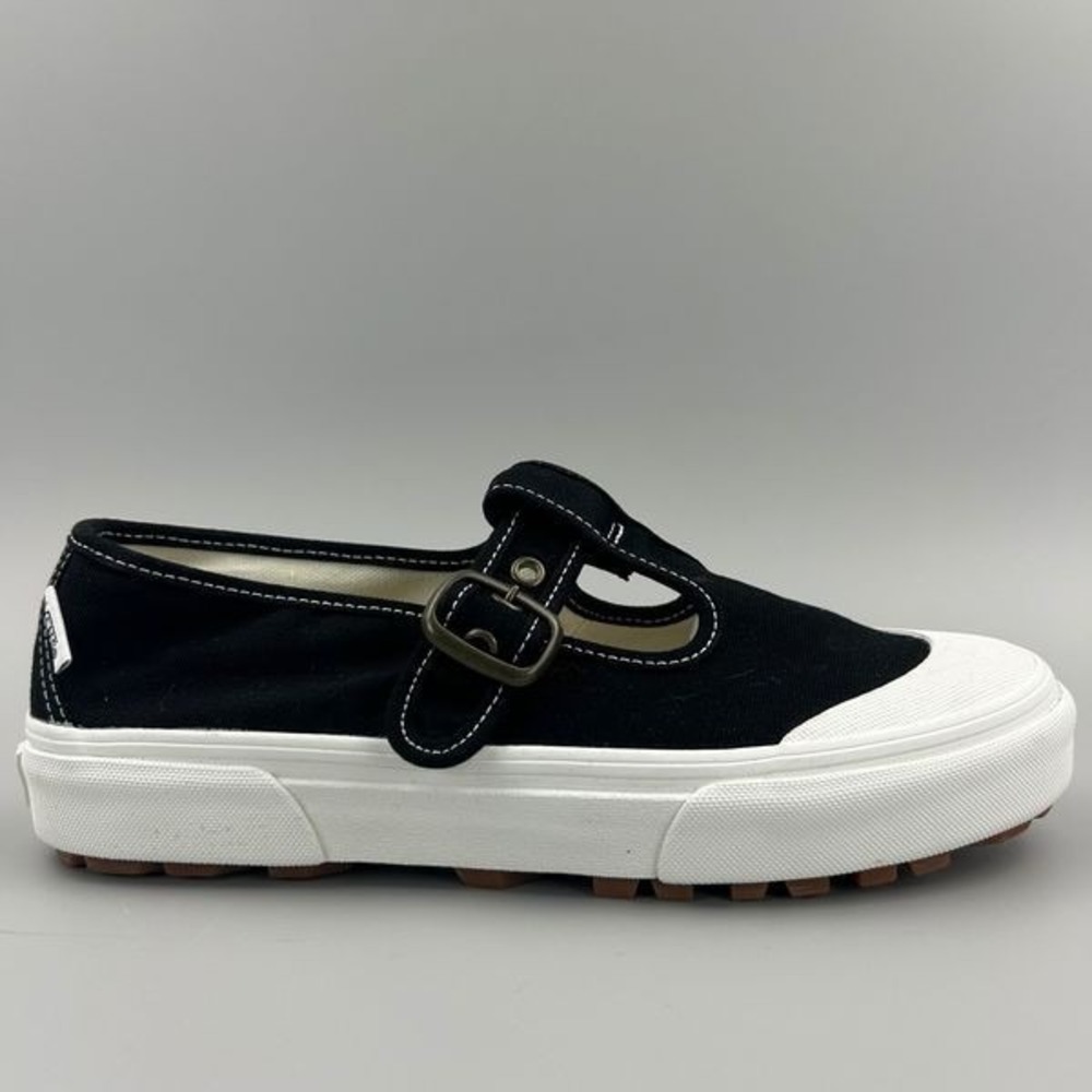 Vans Style 93 Mary Jane Women Size 6.5 Black White Canvas Buckle Shoes NEW